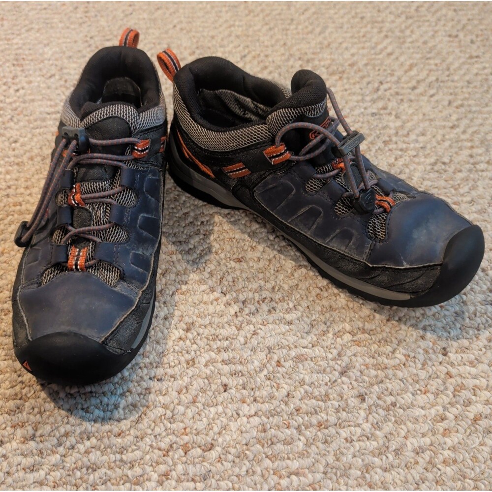 KEEN Targhee Low Hiking Shoes Youth Kids 4 Blue Orange Trail Outdoor